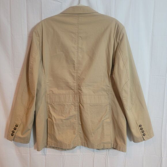 LL BEAN Field Jacket Utility Coat Safari Unstructured Blazer Elbow Patches SZ 42 - Picture 2 of 16